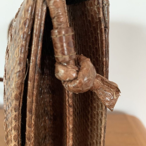 Leather snake skin crossbody bag new, rust color