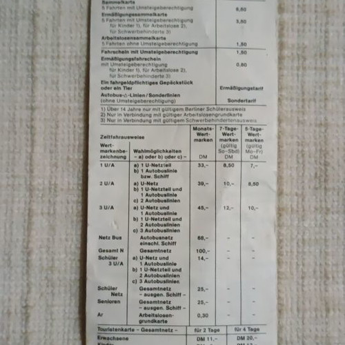 Berlin Transport Map 1979-1980 like new, paper foldable