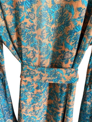 Kimono Vassia Kostara printed, like new, one size, blue and orange