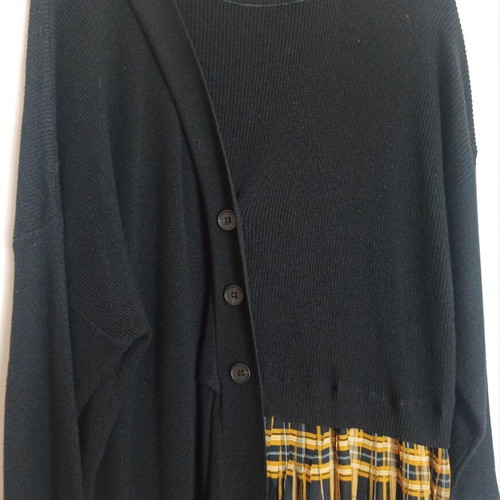Wiya black knit dress mixi with pleated detail one size oversized like new