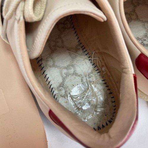 Gucci leather sneakers used, beige, size 37