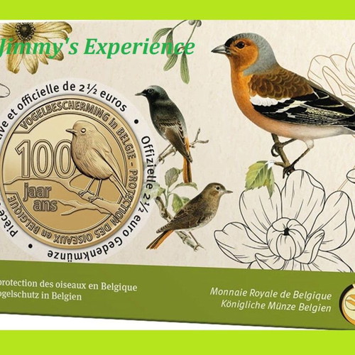 Official Relief Coin Protecting Birds 2.5 Euro 2022 Belgium new