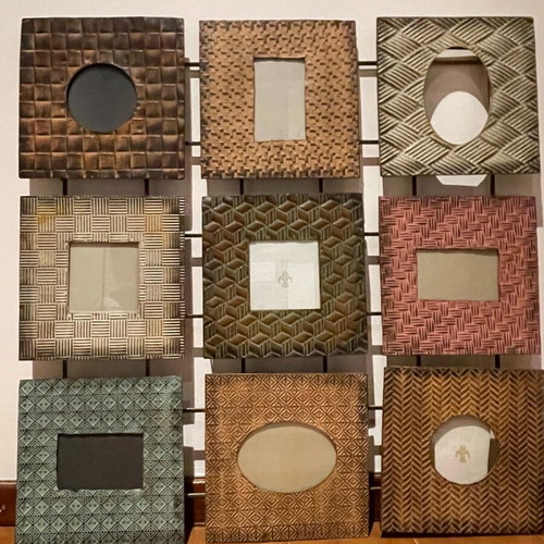 Metal wall photo frame with 9 slots like new