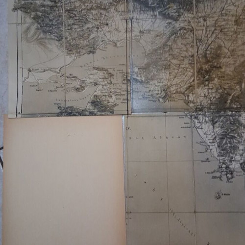 Attica map used, 9 pieces thick cardboard, 94x77 cm