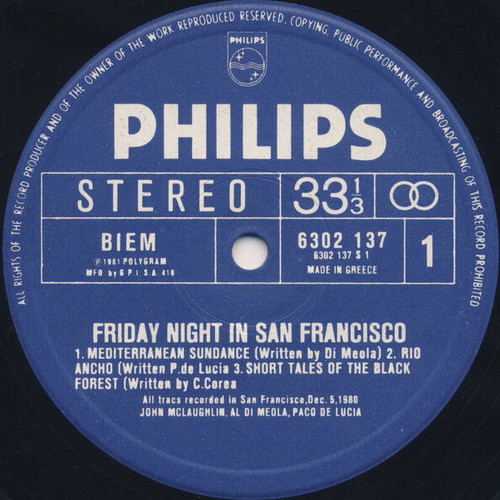 Friday Night In San Francisco record used, jazz