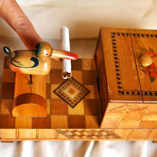 Wooden Tobacco Box used with Bird Offering Cigarette