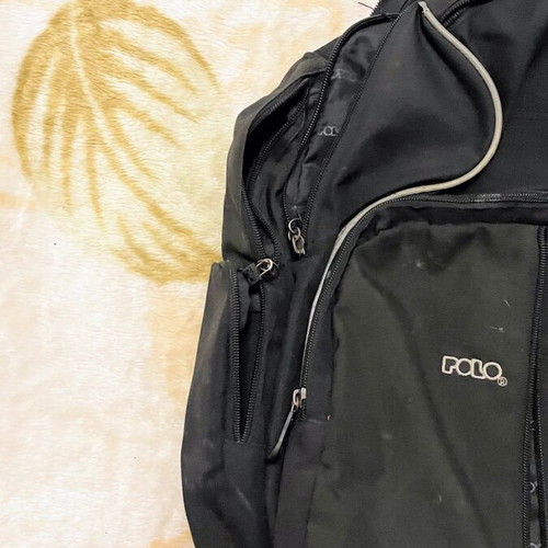 Polo backpack used, black, with multiple compartments