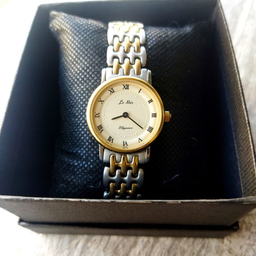 Le Noir Elegance 28mm women's watch new, two-tone gold and silver