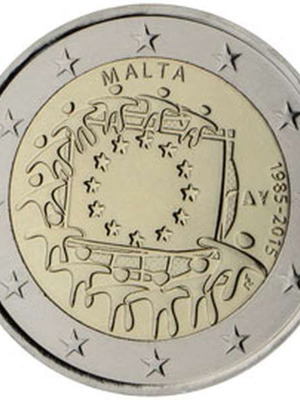 Малта 2 евро 2015 UNC паметна монета за 30 години от флага на ЕС нова