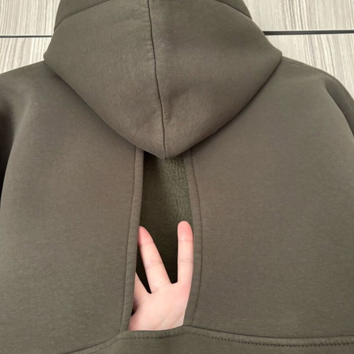 Women's sweatshirt like new, olive with gold prints and fleece lining