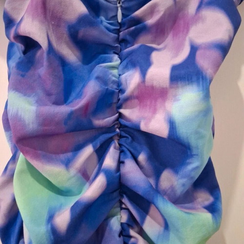 Bershka knee-length elastic dress, blue multicolor