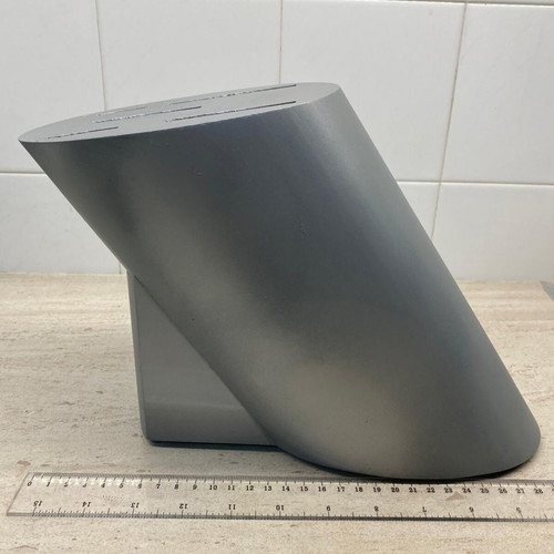 Cook wooden knife block used, silver metal color