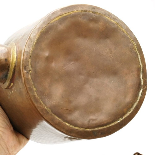 Vintage copper hand-forged teapot used with brass elements