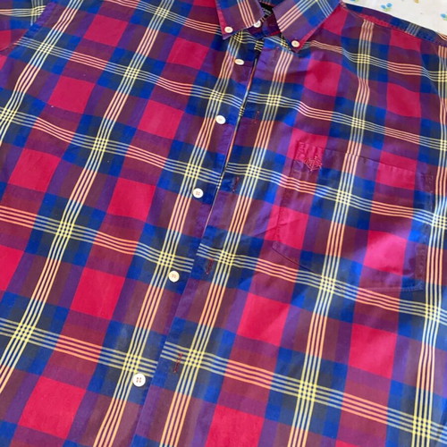 Christian Dior men's short sleeve shirt like new, cotton, blue and red