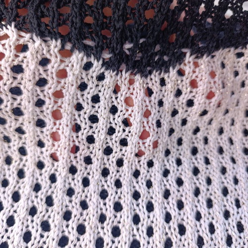 Crochet black and white sweater medium used, cotton, mesh knit