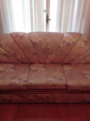 Living room furniture set used with sofa mechanism, armchair, 2 stools and tables