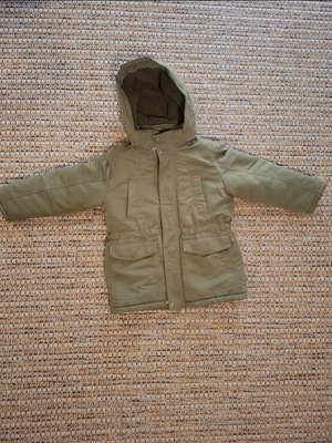 Benetton children's jacket with removable hood and fur lining, green, size 122 cm