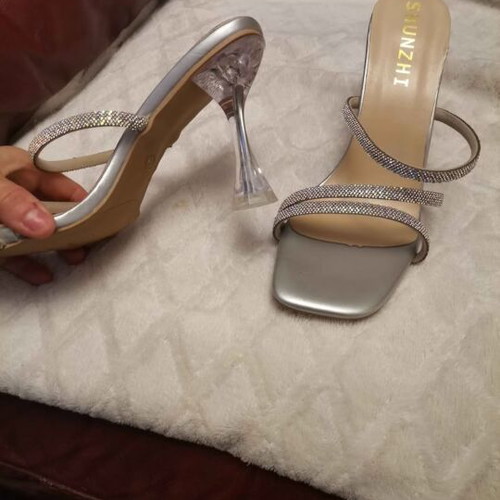 Silver heels like new, size 39