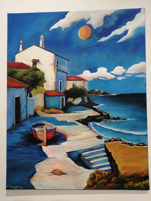 Summer on Island Hand-Painted Oil Painting New