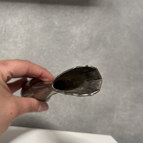 Vintage silver-plated metal mini swan vase