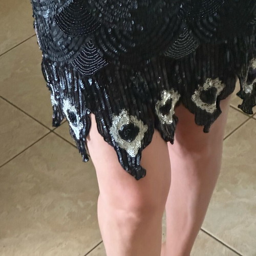 Italian evening dress with sequins like new, size M-L, black and white