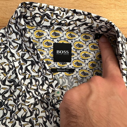 Hugo Boss Toucan Pattern Long Sleeve Shirt Like New, Size L