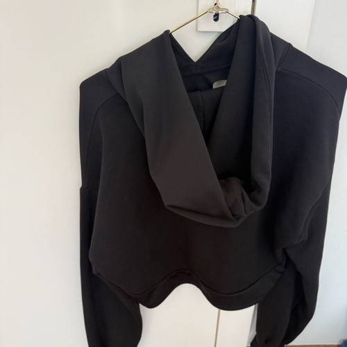 Cropped hoodie black like new with bust cut out and drawstring