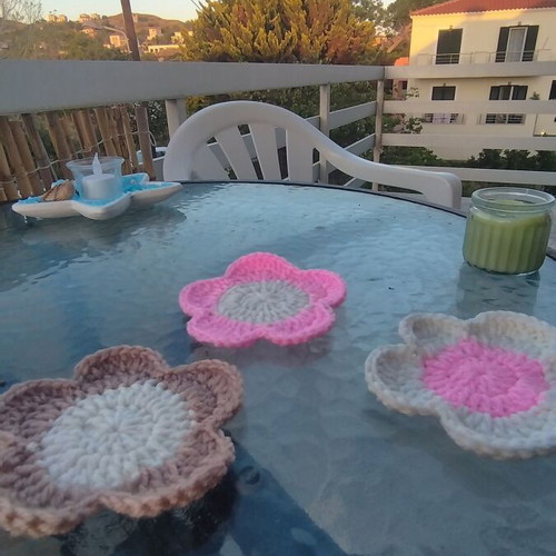 Handmade knitted coasters new, unique designs