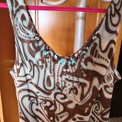 Fidele evening long dress like new, brown and turquoise, size XXL
