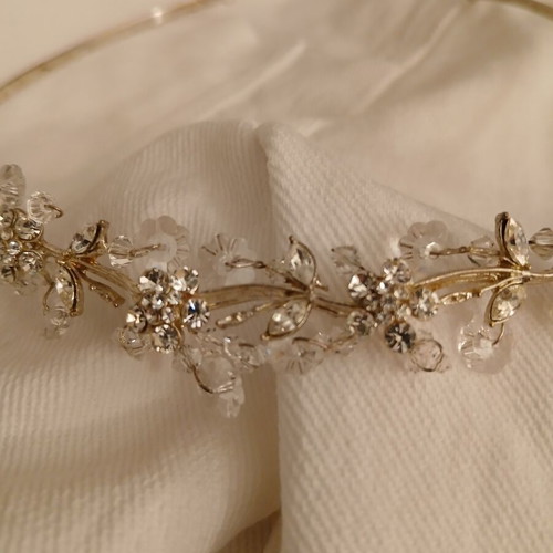 Vintage bridal headband with Swarovski crystals