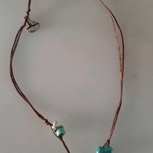 Necklace summer with double brown leather and anchor new