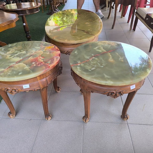 Living room set with marble and handmade wooden carved bases like new
