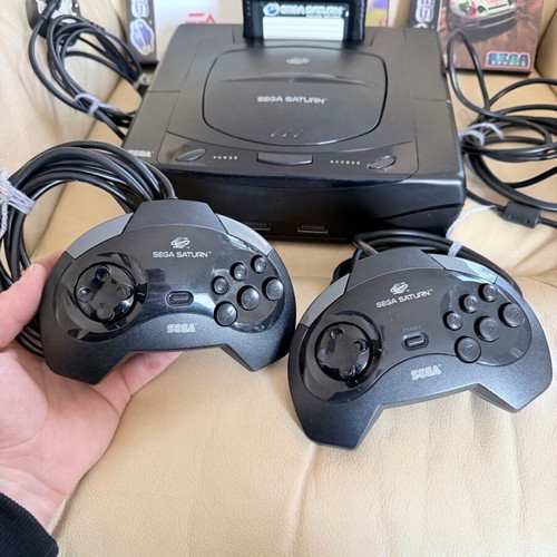 Sega Saturn MK1 used console with box, 2 controllers and games