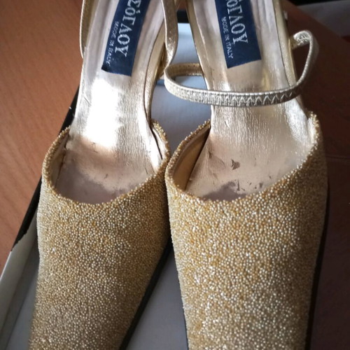 Shoes like new with golden beads evening, size 38