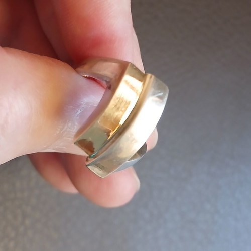 Silver 925 and 14K gold ring like new, minimal design
