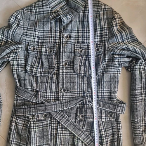 Women's checked fabric jacket used, size L, missing one sleeve button