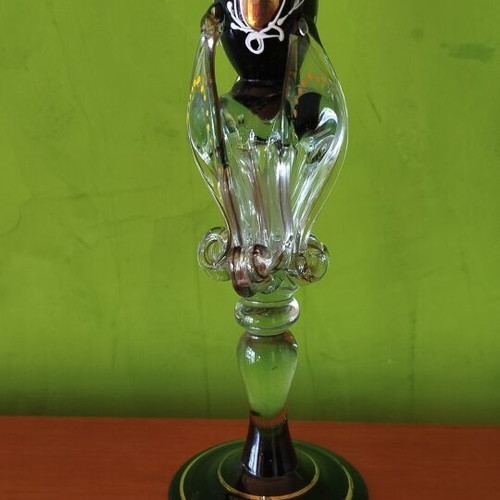 Handmade vintage Murano crystal candlestick, amethyst glass