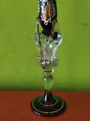 Handmade vintage Murano crystal candlestick, amethyst glass