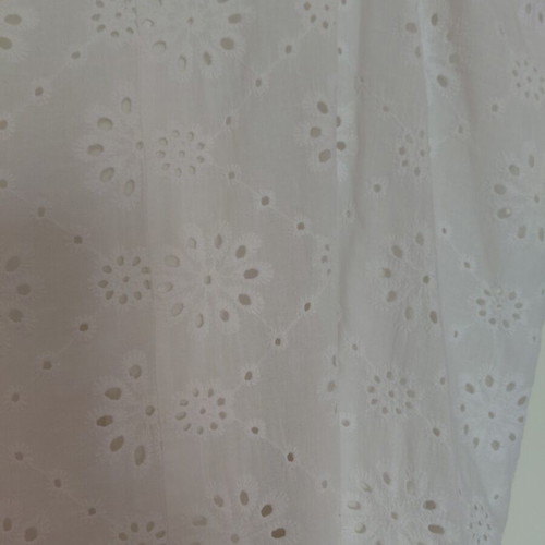 Women's sleeveless cotton top with cutwork design, white, size XL