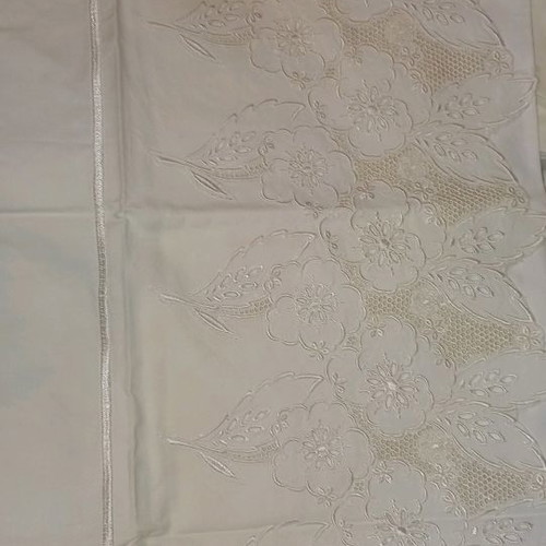 Handmade cutwork double bed sheet set used with pillowcases linen