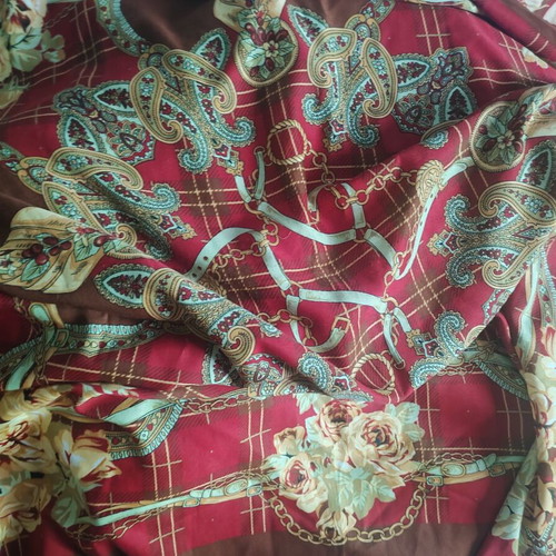 Large cotton scarf with minor defect, like new, 116x116 cm