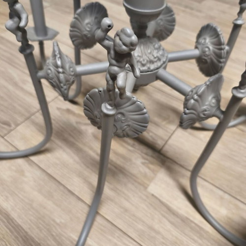 Silver chandelier with 6 holders and angels like new