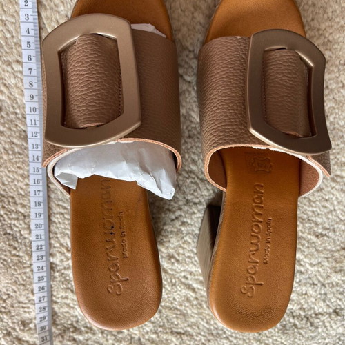 Speawoman leather mule sandals new, camel color, size 37