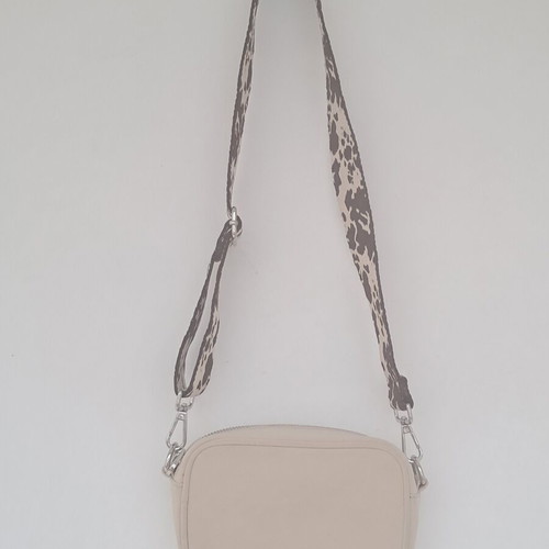 Pull&Bear crossbody bag with wide printed strap like new, beige