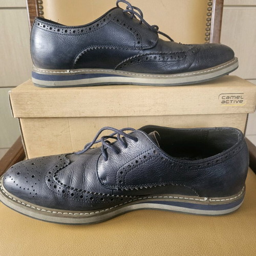 Camel Active leather men's shoes used, size 45, navy blue