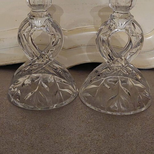 Crystal candlesticks like new, set of 2, 15 cm height