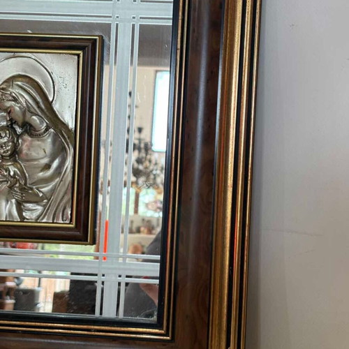 Hanging religious icon used with wooden frame and mirror 40x35