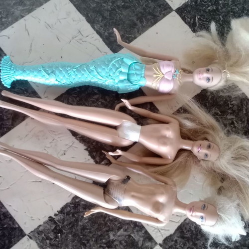 Barbie κούκλες μεταχειρισμένες, σετ 3 τεμαχίων, με ελλείψεις