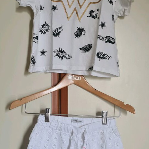 Puma t-shirt and Lemon Beret shorts set like new, white, girls 12-13 years