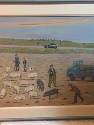 Картина на народен художник 1970 използвана 71x51см Германска окупация